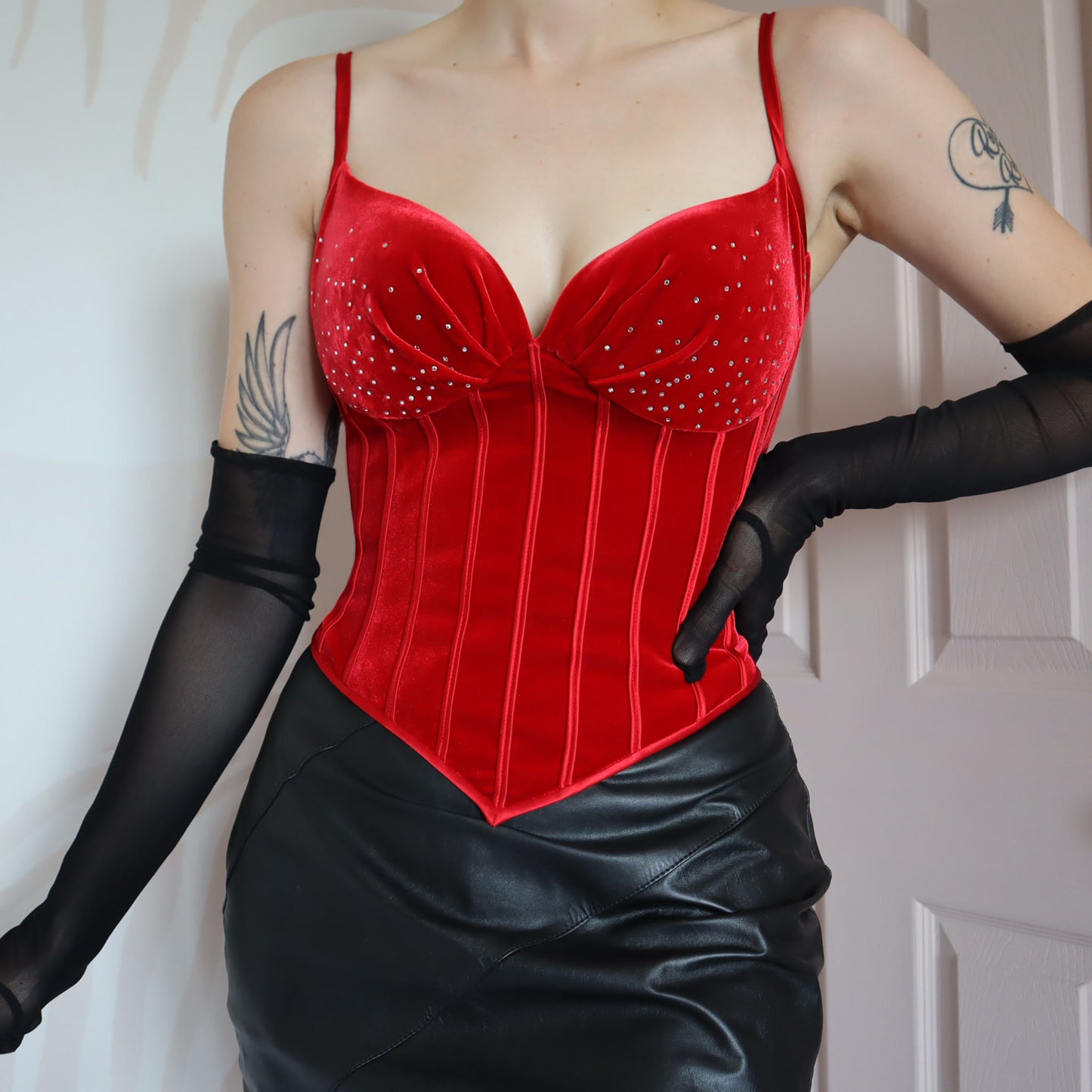 Red velvet after six corset top UK 14