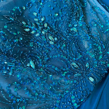 Goya teal gem evening dress & shawl UK 6