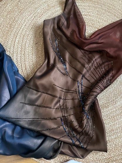 Emma Somerset ombré slip beaded evening dress UK 12