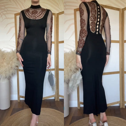 Black stretchy bodycon evening dress uk 6-8
