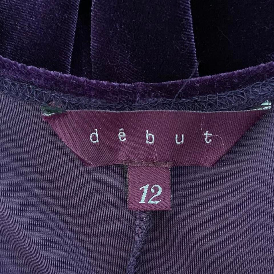 Debut Purple Velvet Stretch Bodycon Dress UK 12-14