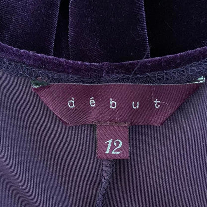 Debut Purple Velvet Stretch Bodycon Dress UK 12-14