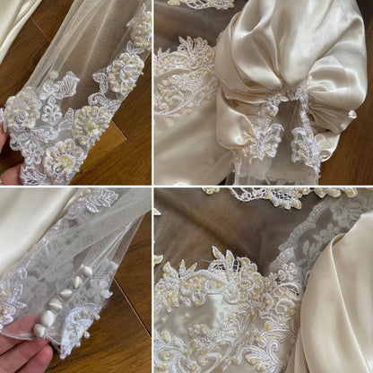 Gianni Balenti ivory satin 80s wedding dress uk 10