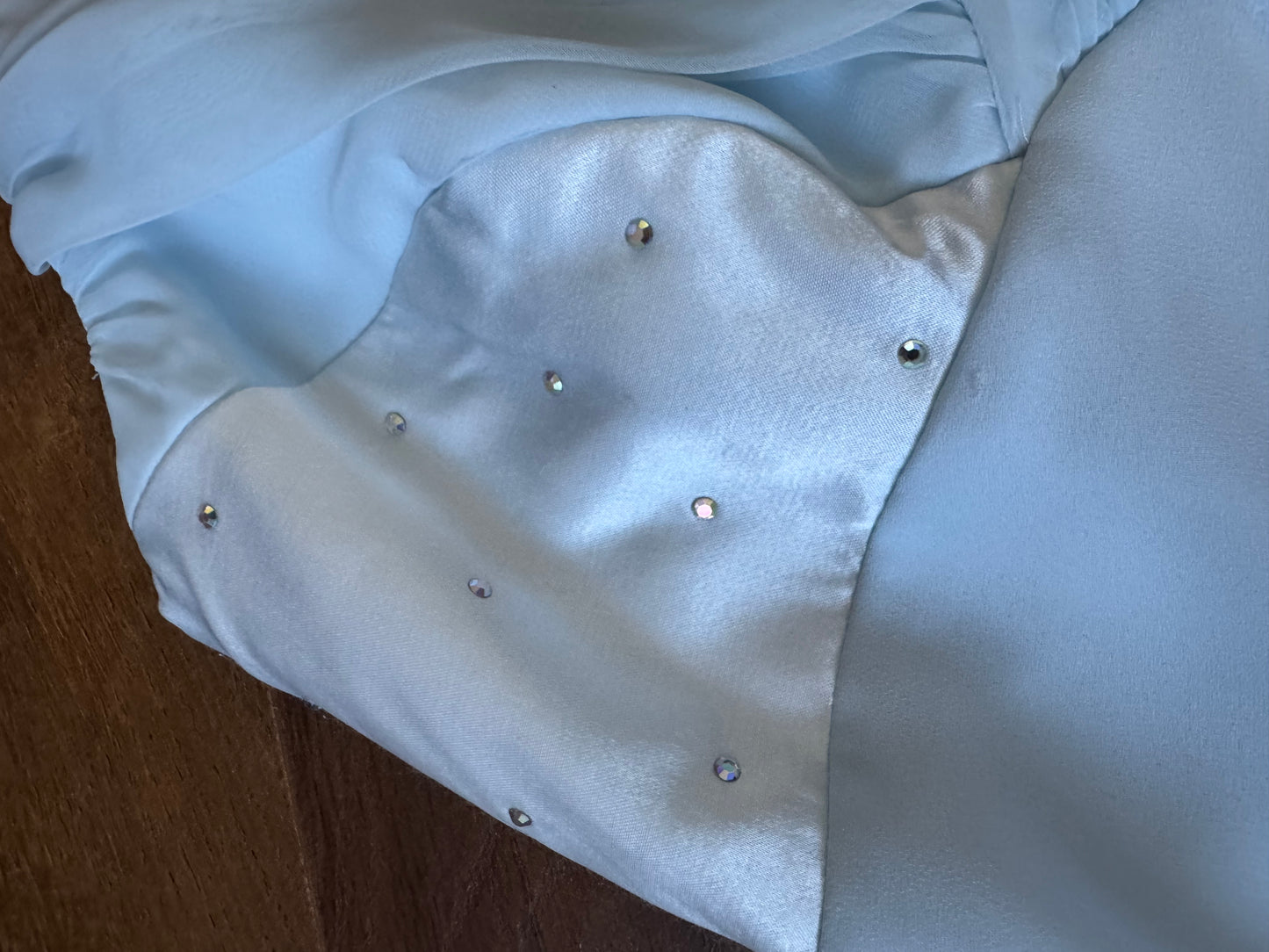 Baby blue satin & chiffon prom dress & shawl uk 10
