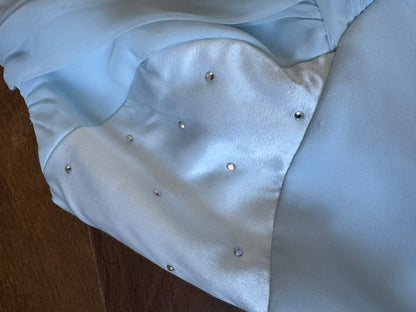 Baby blue satin & chiffon prom dress & shawl uk 10
