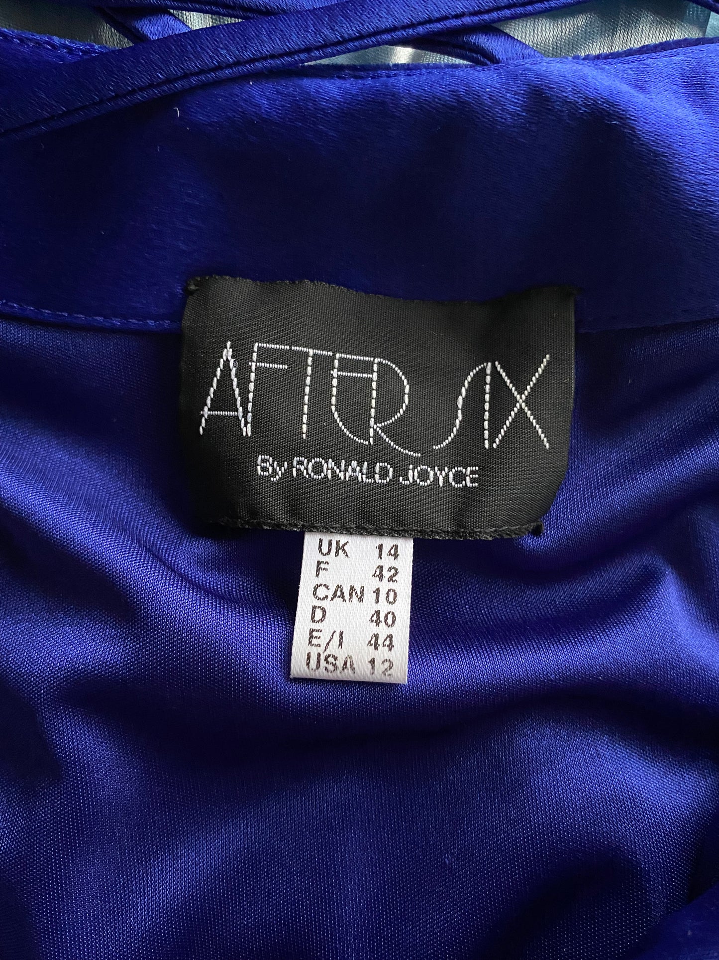 After Six electric blue velvet evening dress UK 14