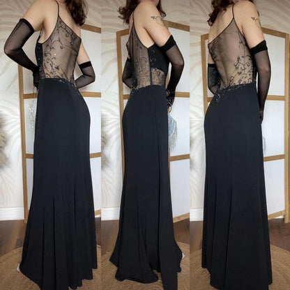 Dave & Johnny beaded sheer detail evening dress uk 14