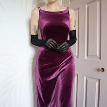 Load image into Gallery viewer, Purple Richards velvet stretch evening dress UK 10-12
