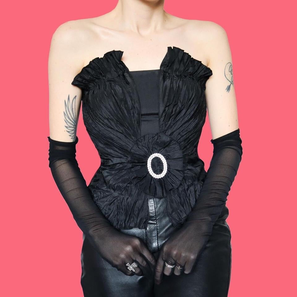 After Six black strapless corset top UK 12