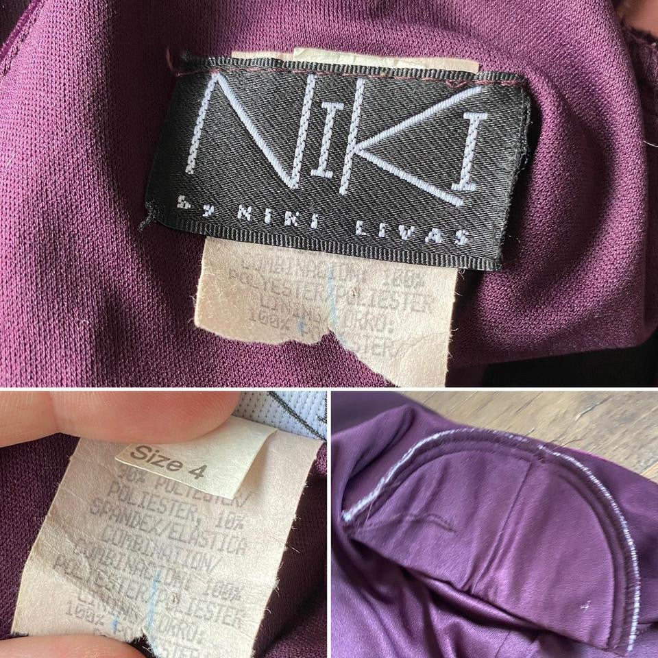 Niki Livas Petite purple short sleeve evening dress uk 10