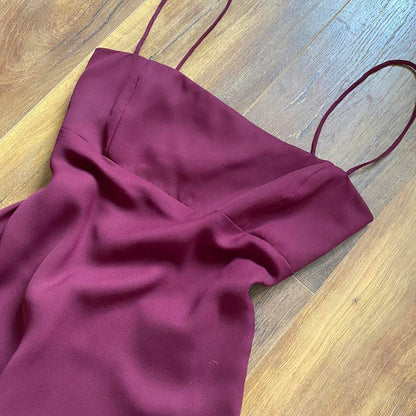 Morgan & Co vintage 90s plum open back evening dress UK 12