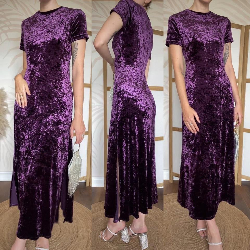 Karen Kane purple velvet petite dress uk 12