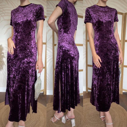 Karen Kane purple velvet petite dress uk 12
