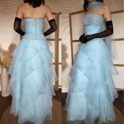 Ice blue 3-piece prom set uk 8