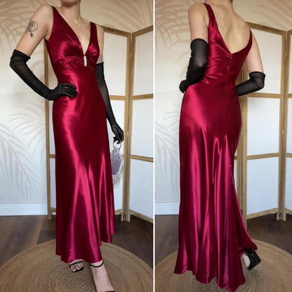 Morgan & Co red satin evening dress UK 10