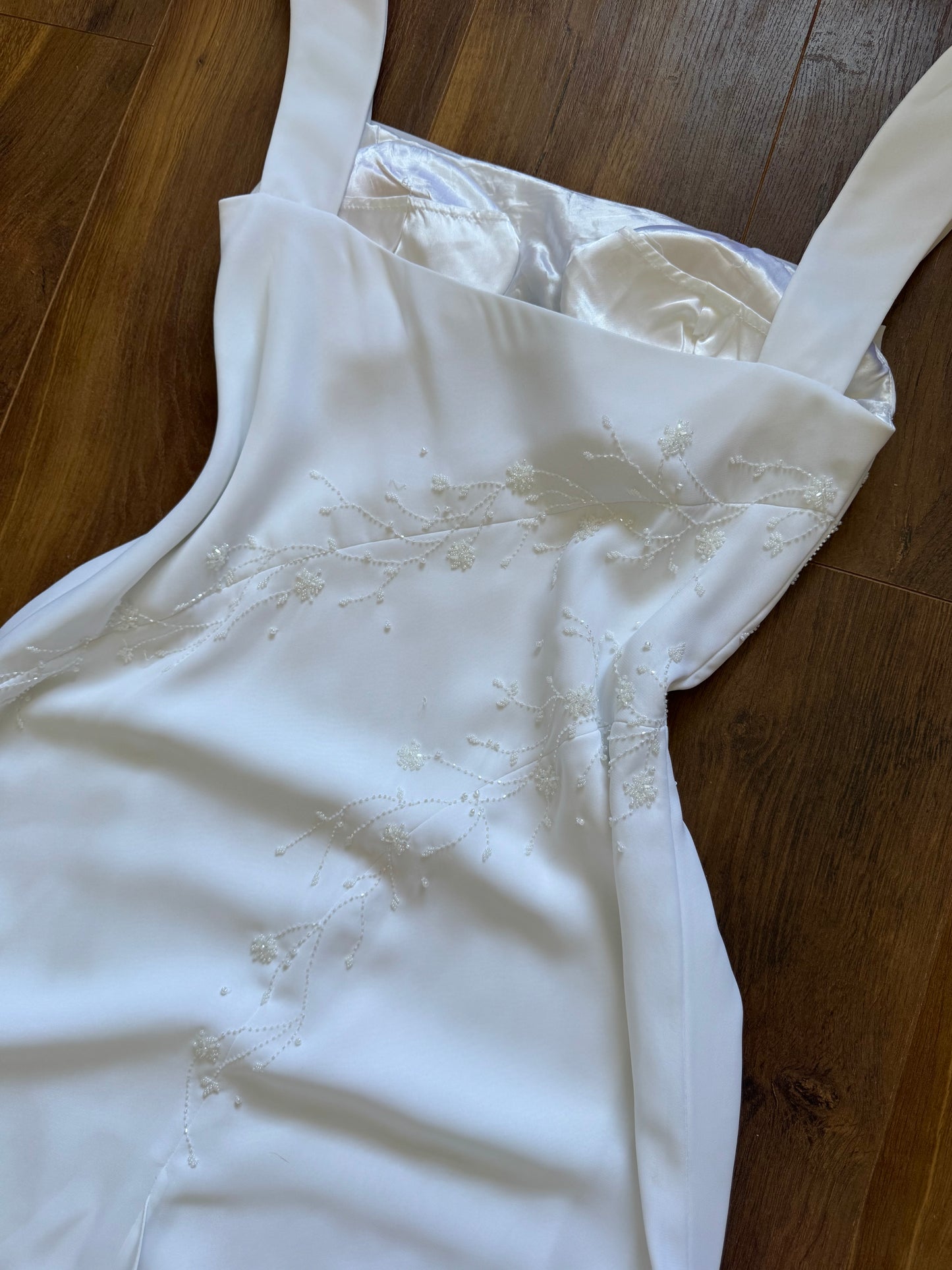 White Ronald Joyce beaded wedding dress UK 14