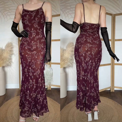 Purple Aftershock silk & bead evening dress uk 14