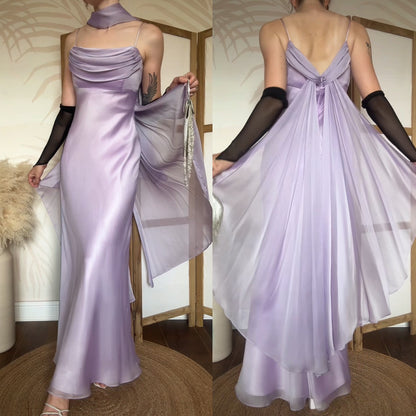 Lilac Tiffanys chiffon prom dress & shawl uk 10-12
