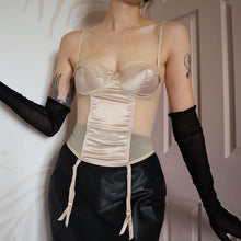 Load image into Gallery viewer, Beige satin sheer corset UK 32B
