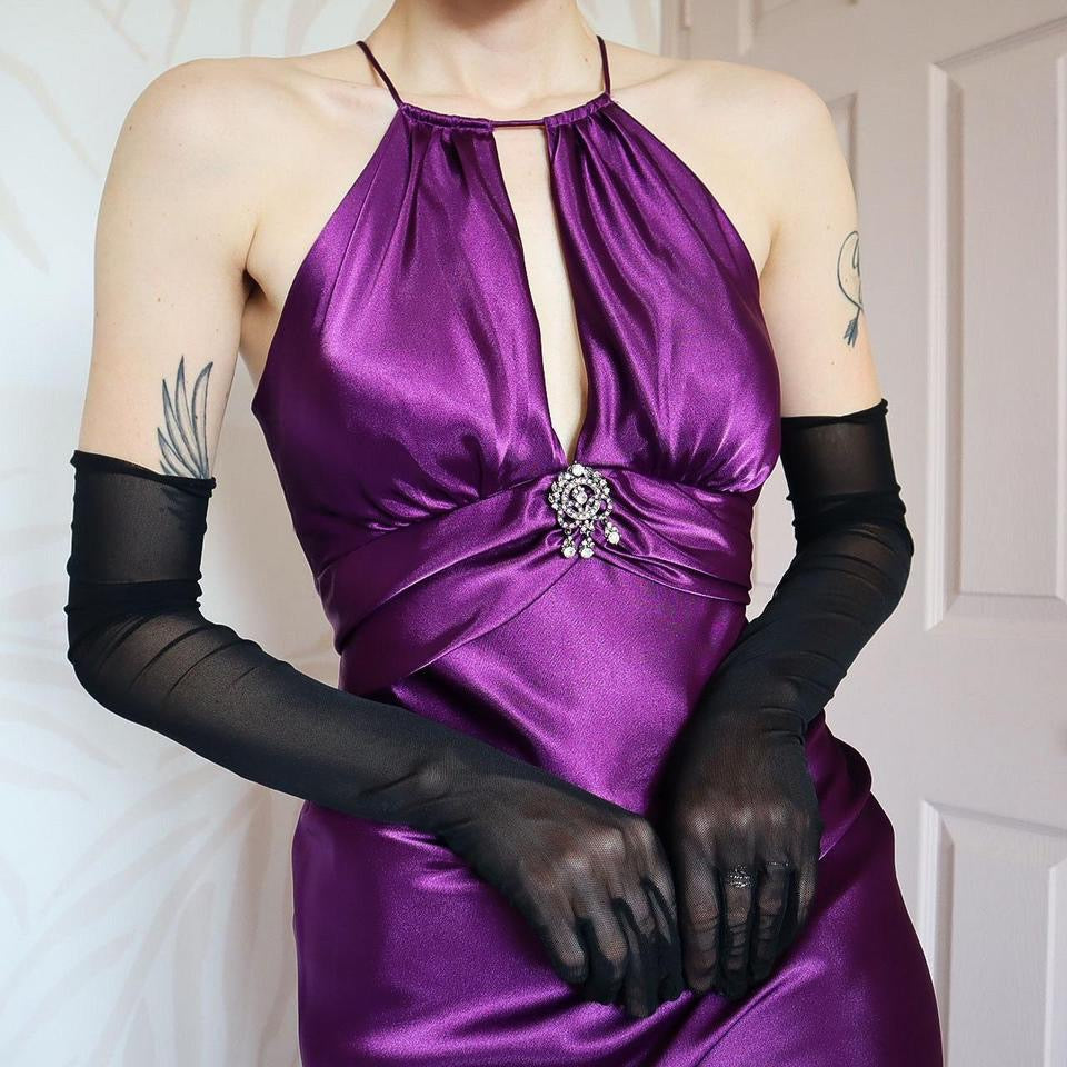 Niki Livas purple satin evening dress UK 8, 10 & 12 available