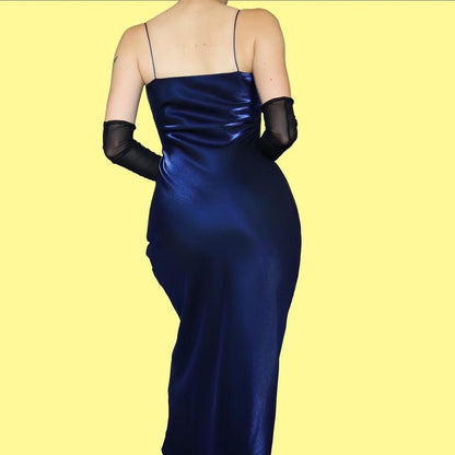 Electric blue silky slip dress UK 8