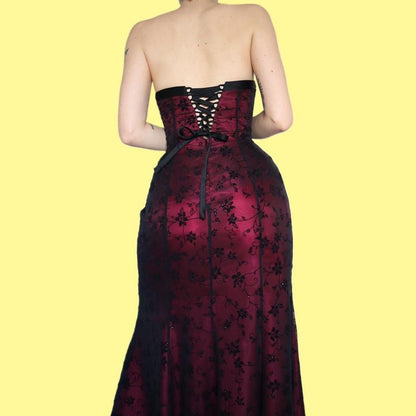 Morgan & Co red strapless glitter gown UK 10