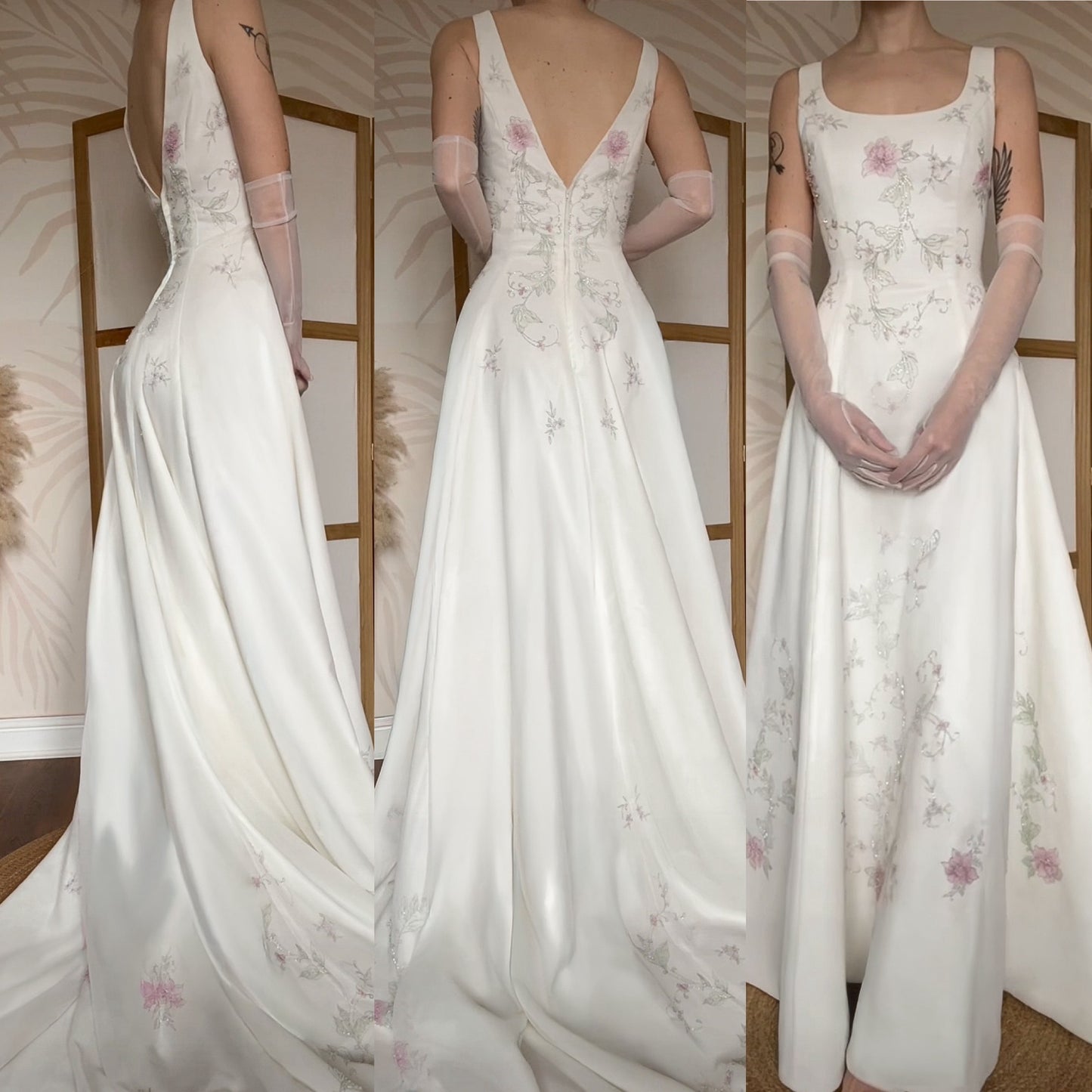 Dante ivory floral a-line wedding dress uk 14