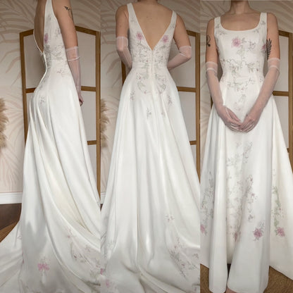 Dante ivory floral a-line wedding dress uk 14