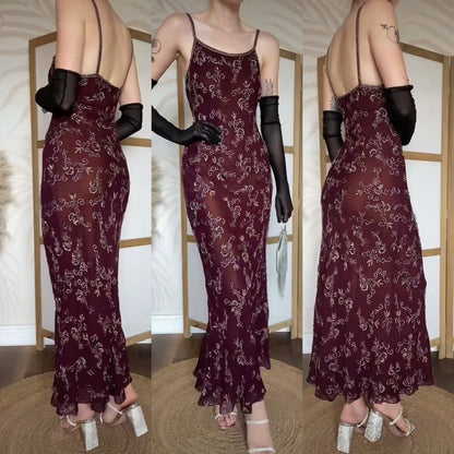 Purple Aftershock silk & bead evening dress uk 14