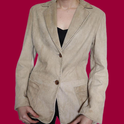 Tan real suede blazer jacket UK M