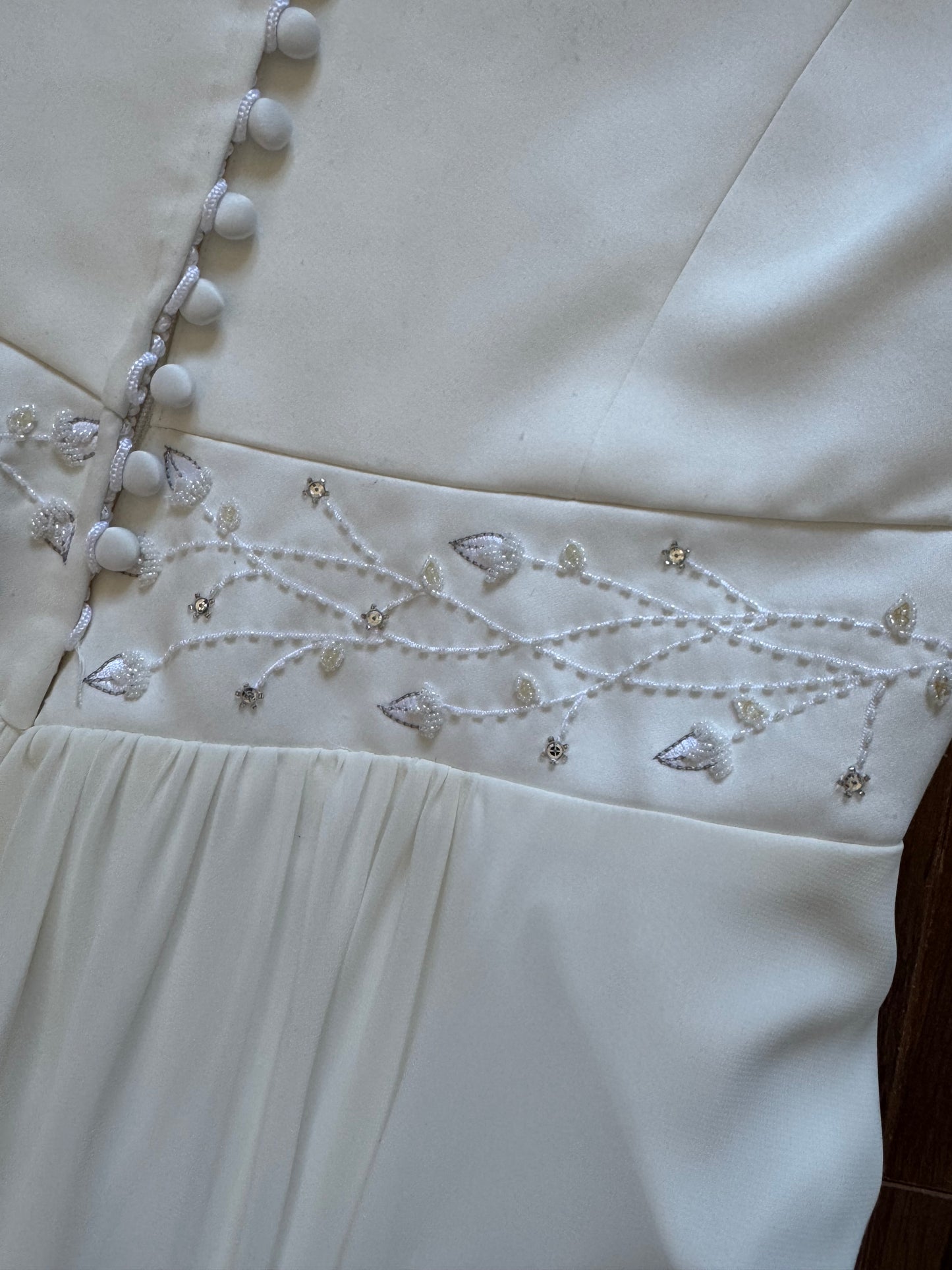 Ivory long sleeve ethereal wedding dress uk 16