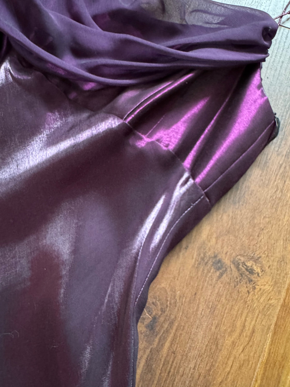 Purple satin & chiffon evening dress uk 16