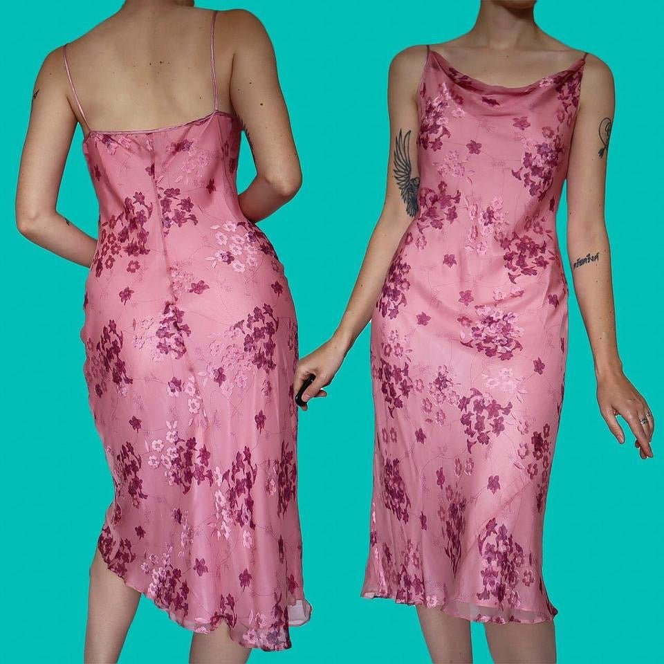 Pink Anne Brooks petite midi dress UK 12