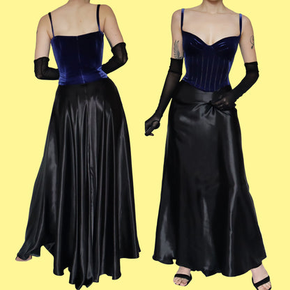 Simon Ellis blue velvet corset dress UK 12