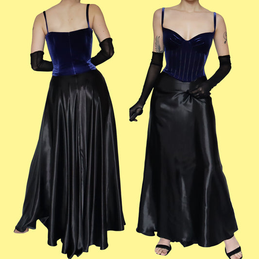 Simon Ellis blue velvet corset dress UK 12