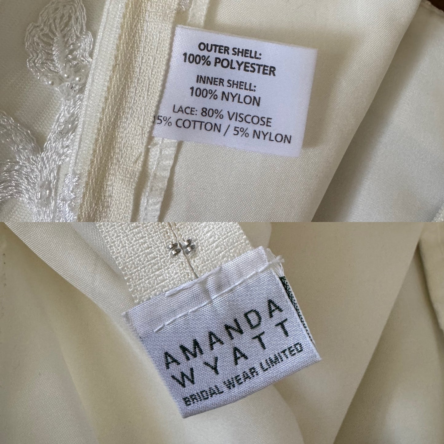 Amanda Wyatt 90s ivory long sleeve ethereal wedding dress uk 18
