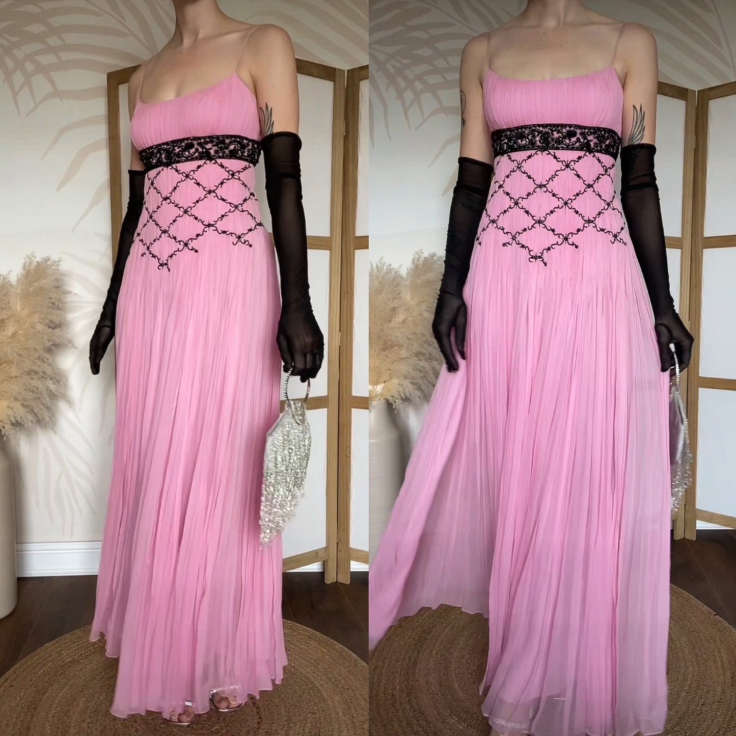 Patric Casey pink 100% silk evening dress uk 10-12