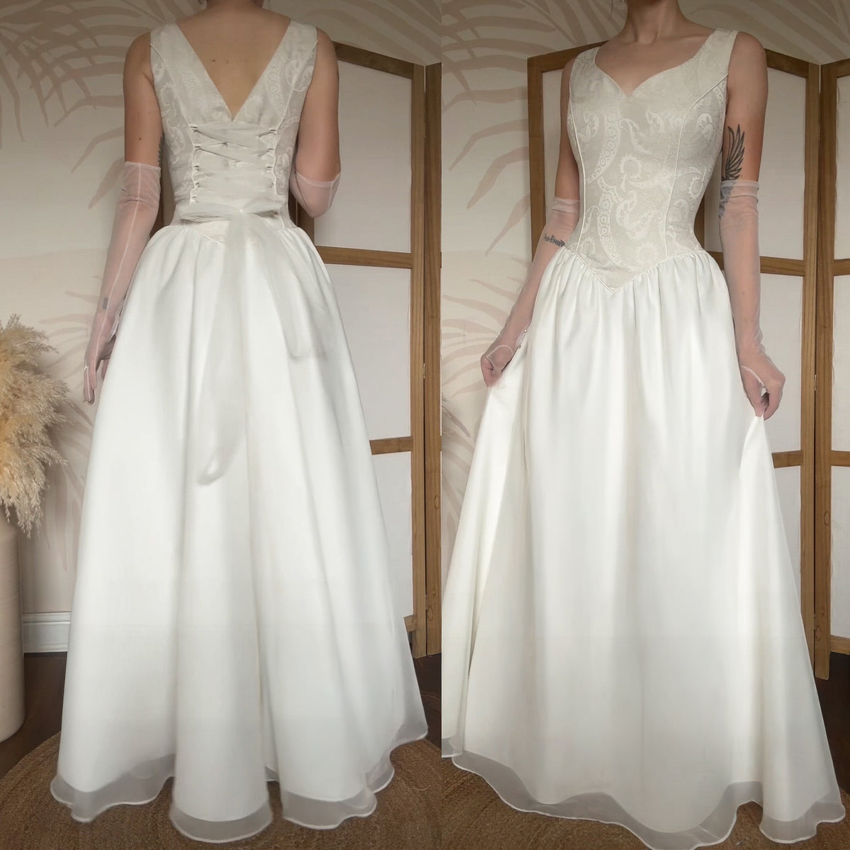 Ivory fit & flare wedding dress uk 12-14
