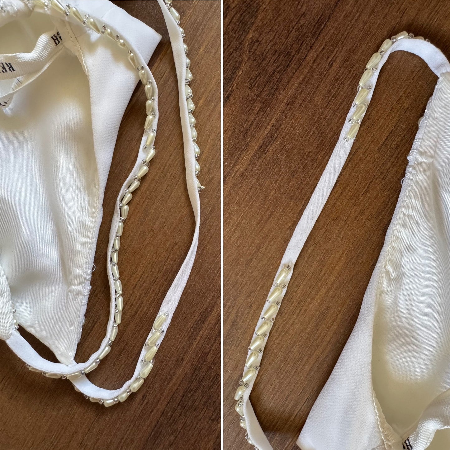 White Rena Koh pearl detail wedding dress uk 10