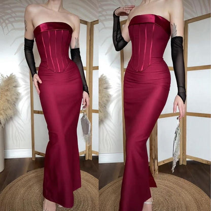 Margaret Lee burgundy strapless evening dress uk 8