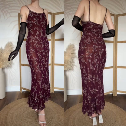 Purple Aftershock silk & bead evening dress uk 14