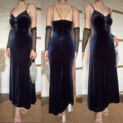 Emma Somerset navy velvet evening dress uk 14