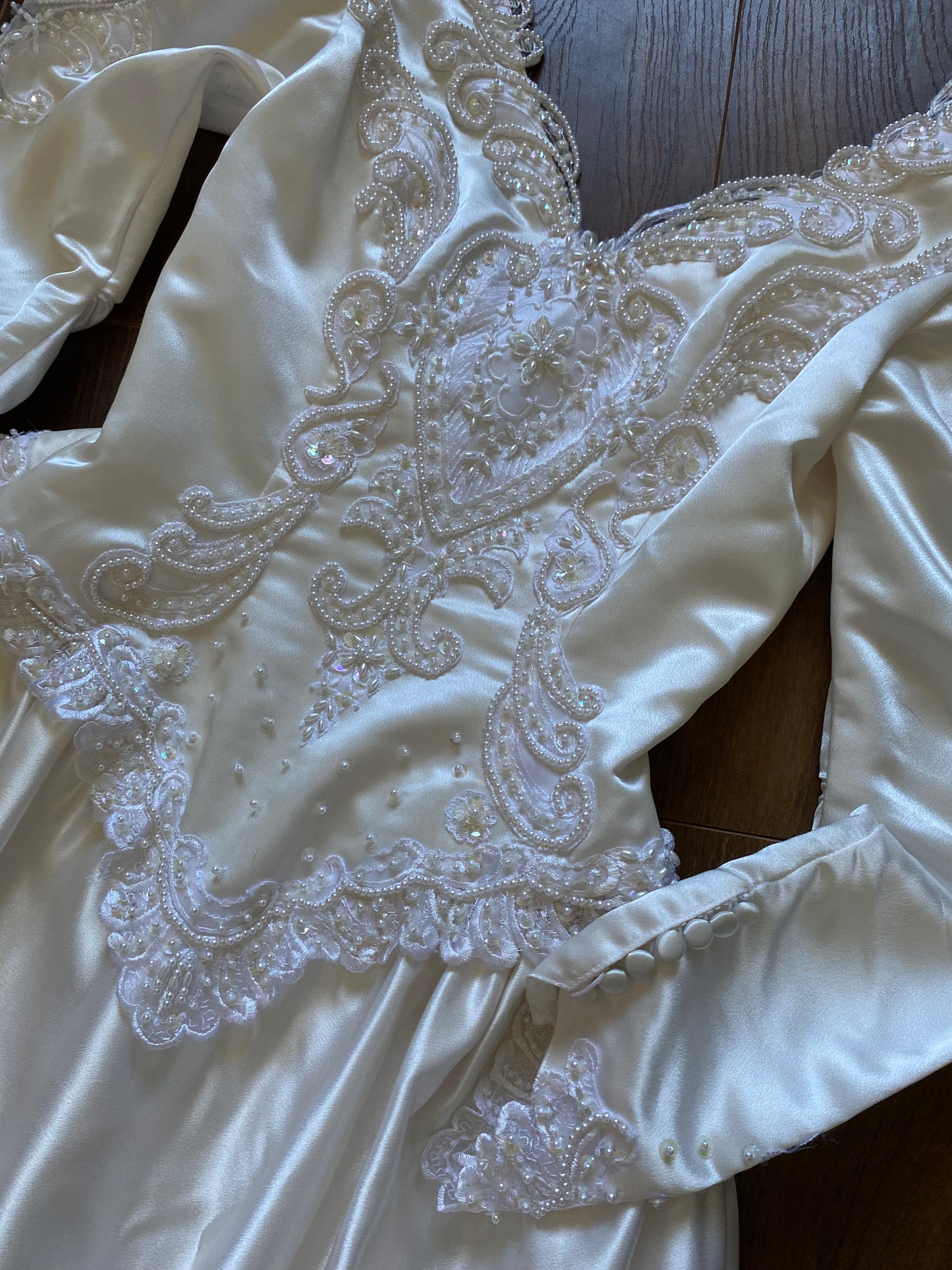 Ivory 80s satin long sleeve midi dress uk 8