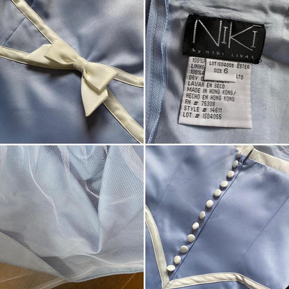 Niki Livas light blue & white prom dress & shawl UK 10-12