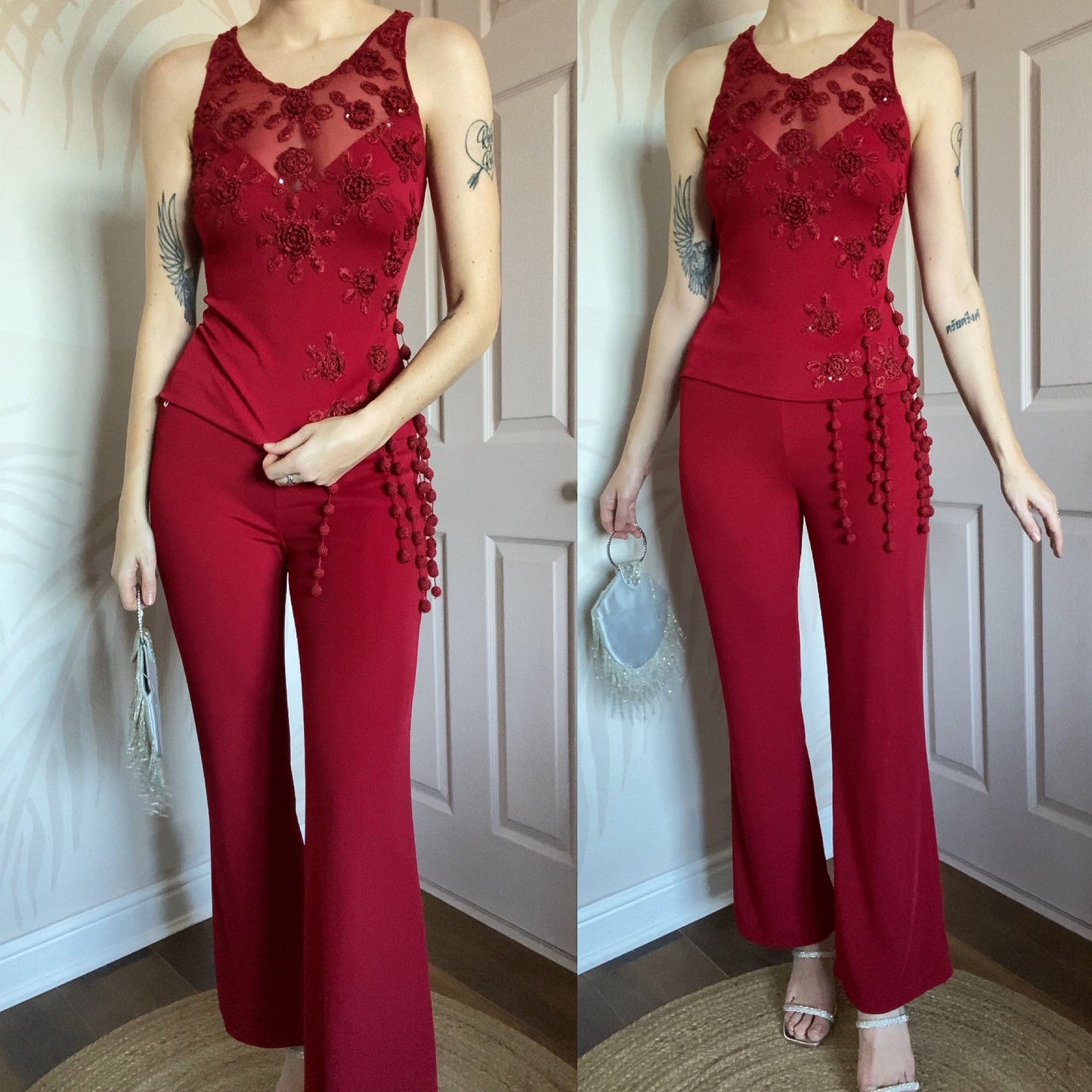 Dusk red 2 piece trousers & top set UK 10