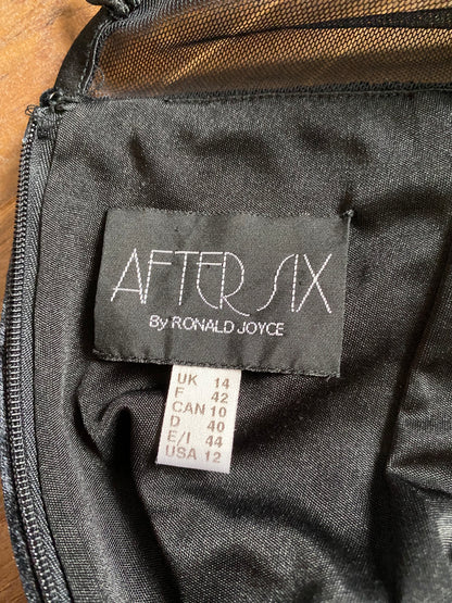 After Six black velvet beaded evening dress UK 14