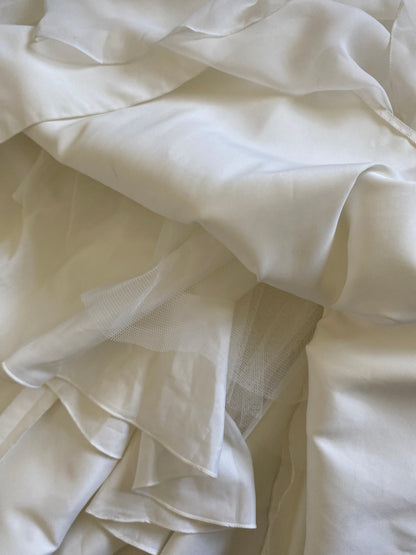 Ivory chiffon long sleeve wedding dress uk 10