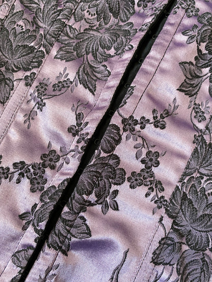 Lilac Shirley of Hollywood floral boned lace up corset UK 10