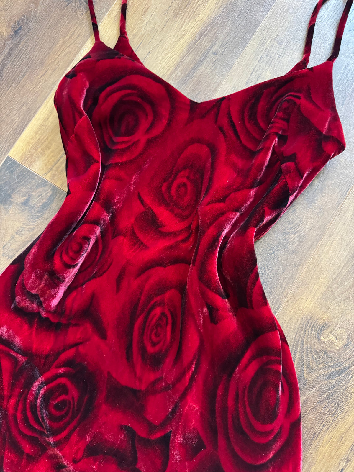 Silk blend rose print velvet slip dress uk 8