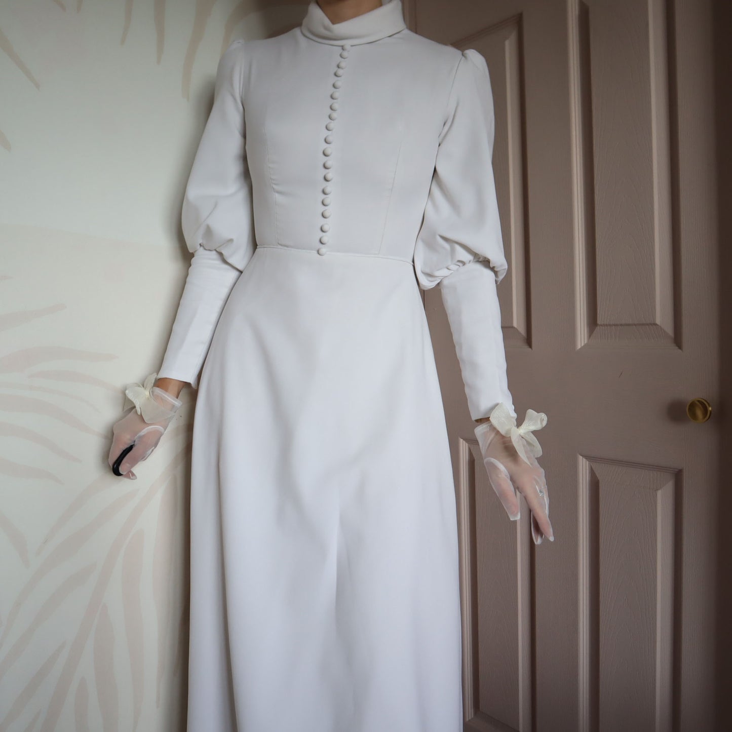 Ellis white long balloon sleeve wedding dress UK 8-10
